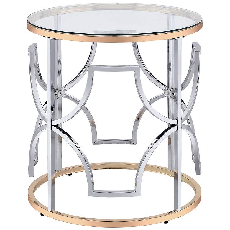 Image 3 Sol 23" Wide Chrome and Gold Plating Round End Table more views