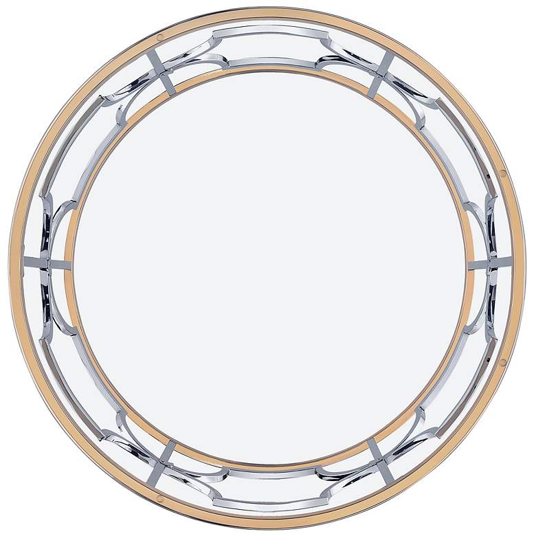 Image 3 Sol 36" Wide Chrome and Gold Plating Round Coffee Table more views