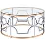 4_Sol 36" Wide Chrome and Gold Plating Round Coffee Table more views