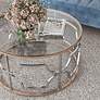 5_Sol 36" Wide Chrome and Gold Plating Round Coffee Table more views
