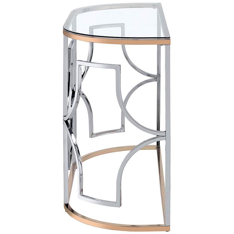 Image 4 Sol 42"W Chrome and Gold Plating Haft-Circle Console Table more views
