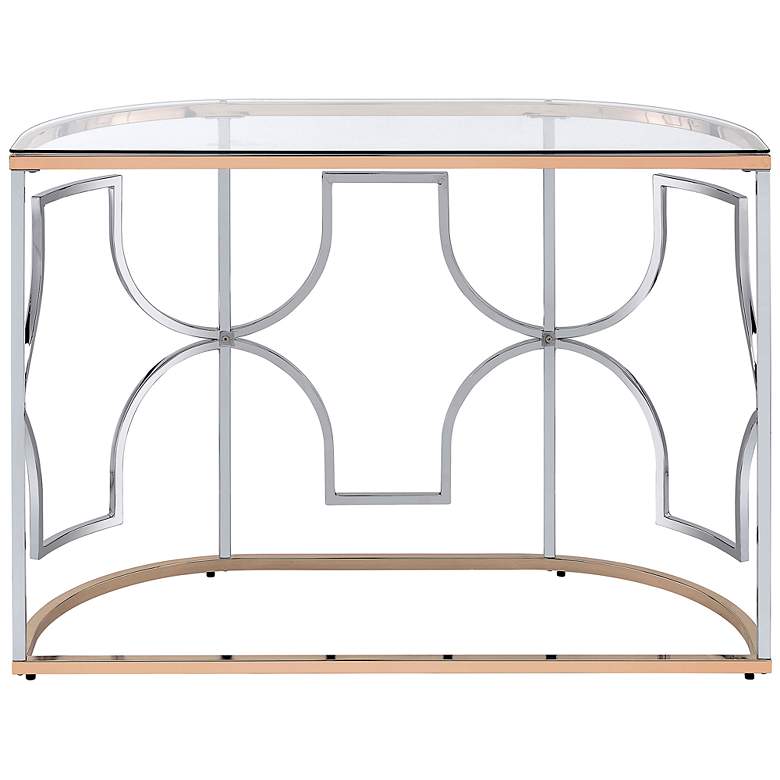 Image 5 Sol 42"W Chrome and Gold Plating Haft-Circle Console Table more views