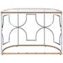 5_Sol 42"W Chrome and Gold Plating Haft-Circle Console Table more views