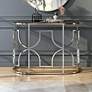 7_Sol 42"W Chrome and Gold Plating Haft-Circle Console Table more views