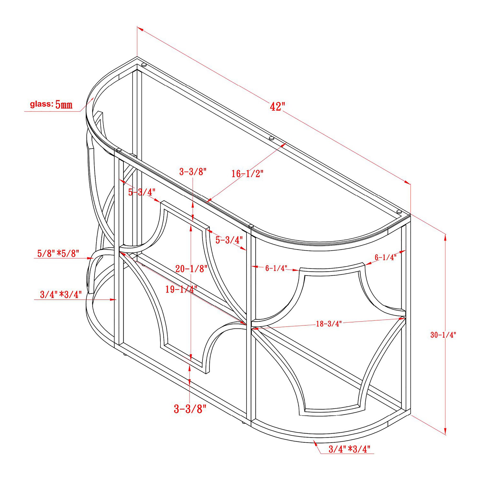 Sol 42"W Chrome and Gold Plating Haft-Circle Console Table