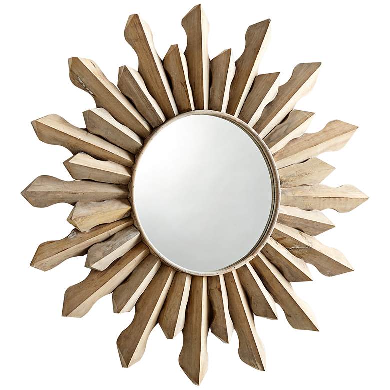 Image 1 Sol Sunburst 36 3/4 inch Round Wood Wall Mirror