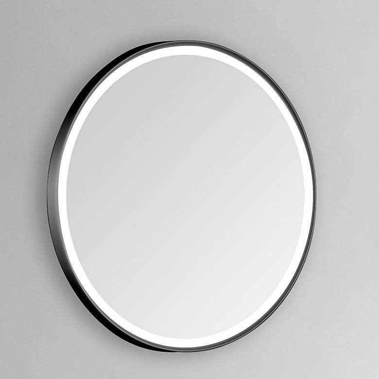 Image 1 Sola Black Metal 30" Round LED Lighted Vanity Wall Mirror