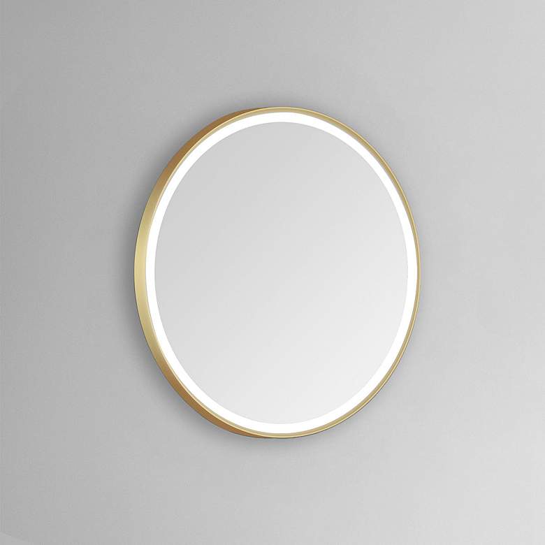 Image 1 Sola Gold Metal 30" Round LED Lighted Vanity Wall Mirror