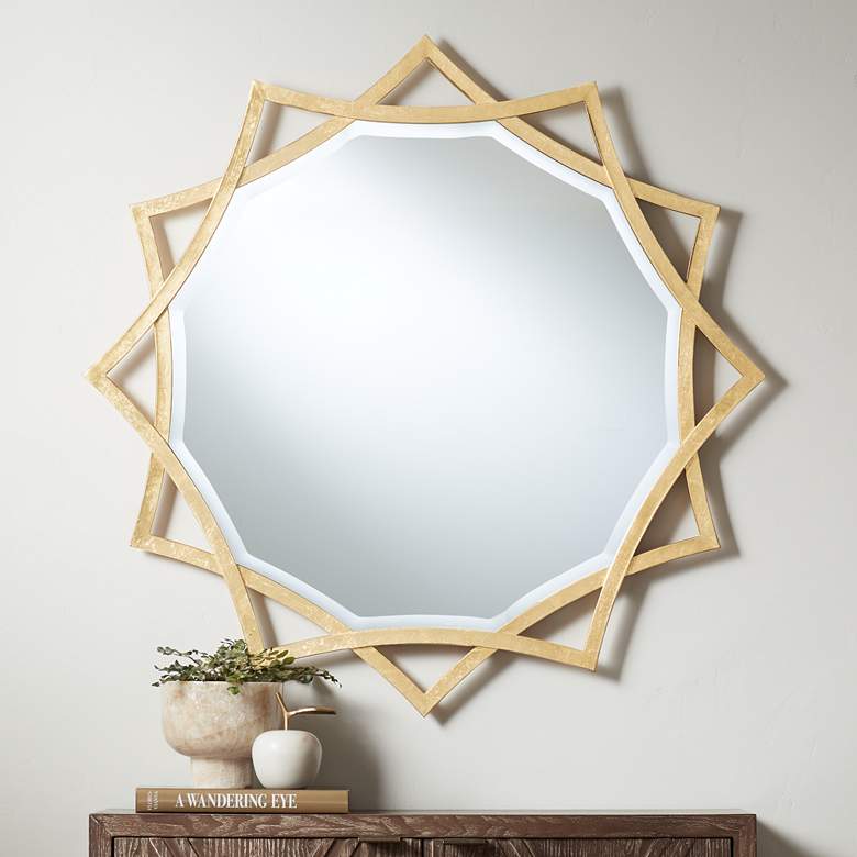Image 1 Sola Sonnet Gold Iron 34 inch Round Starburst Wall Mirror