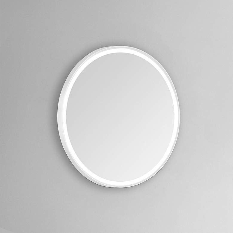 Image 1 Sola White Metal 30" Round LED Lighted Vanity Wall Mirror