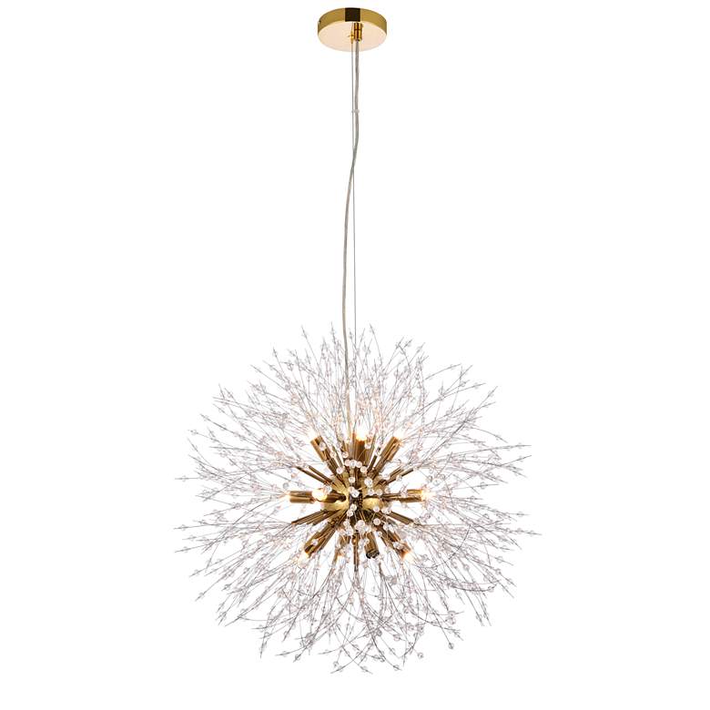 Image 1 Solace 23 1/2" Wide Gold and Clear Crystal 12-Light Pendant