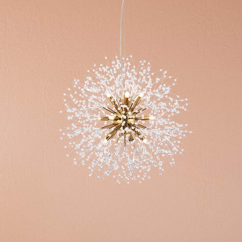 Image 1 Solace 23 1/2" Wide Gold and Clear Crystal 12-Light Pendant