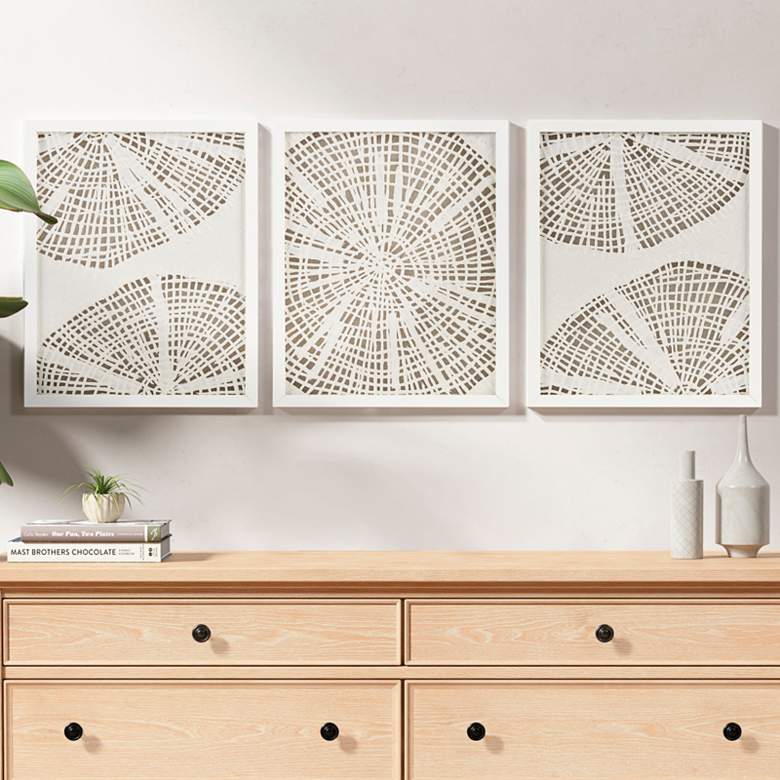 Image 1 Solana Coastal 23 1/4"H Off-White 3-Piece Frame Wall Art Set