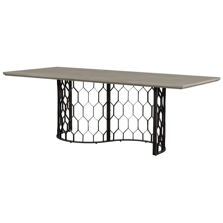 Image 1 Solange 87 in. Rectangular Dining Table in Concrete and Black Metal