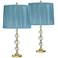 Solange Crystal Gold Table Lamps Set of 2 with Teal Shades