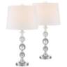 Solange Silver and Stacked Crystal Table Lamps Set of 2