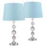 Solange Silver Stacked Crystal Blue Hardback Table Lamps Set of 2