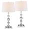 Solange Silver Stacked Crystal Table Lamps With 7" Square Risers