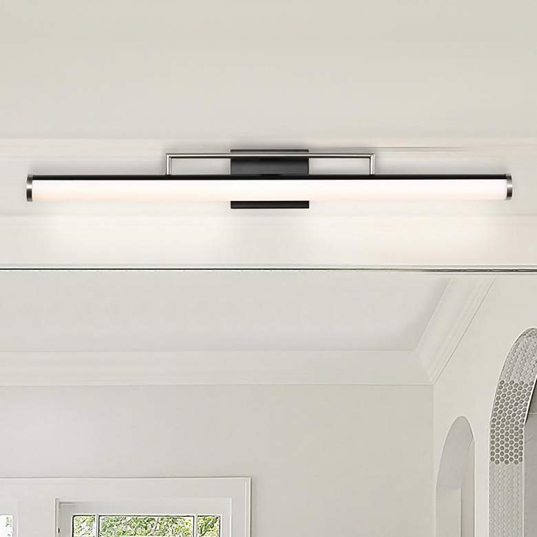 Image 1 Solano 36" Wide Black and Brushed Nickel LED Bath Light