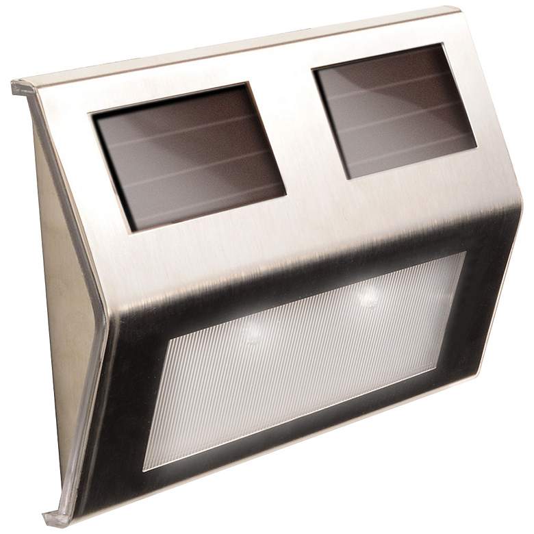 Image 3 Solar Power 5 3/4"W Stainless Steel Deck Lights Set of 4 more views