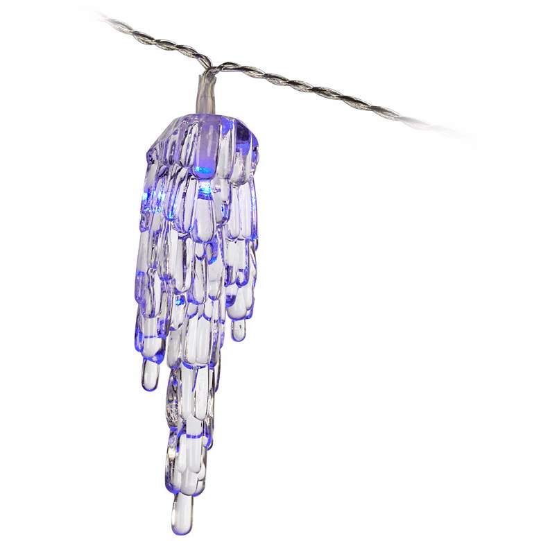 Solar Powered 10 Light Clear Icicle LED String Lights more views