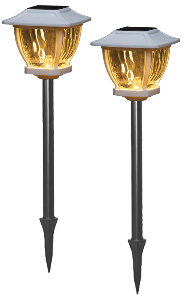 Image 2 Solar Wave Glass Style - Super Bright Path Lights - 2 Pack - White