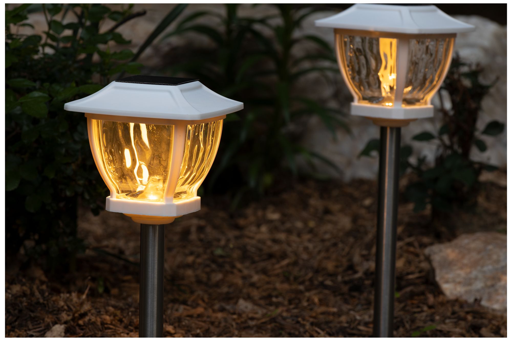 Image 3 Solar Wave Glass Style - Super Bright Path Lights - 2 Pack - White more views