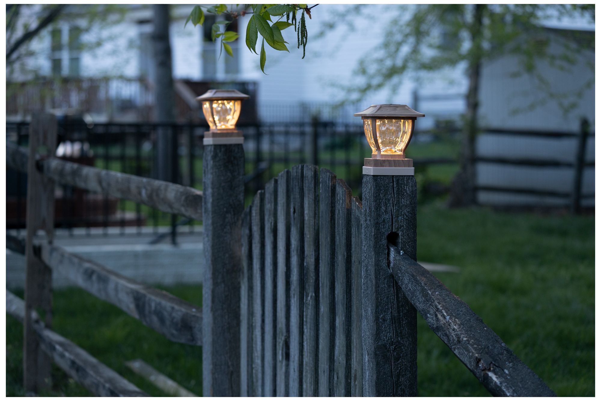 Image 6 Solar Wave Style - Post Cap & Deck Railing Lights, Oak Finish, Pack of 2 more views
