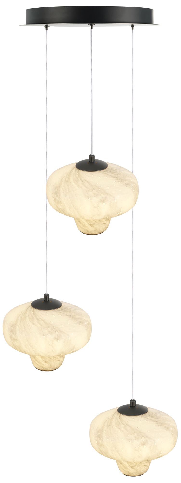 Image 3 Solara 17" Wide 3-Light Graphite LED Chandelier more views