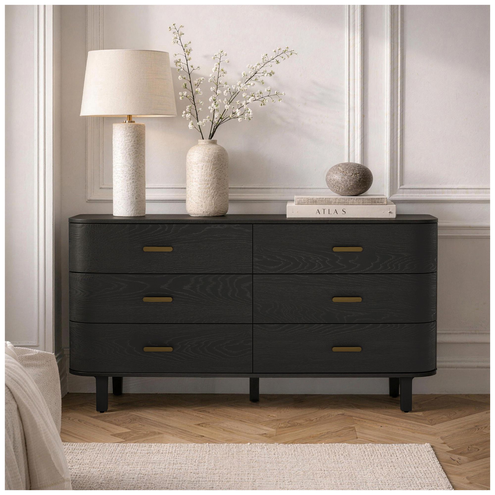 Image 2 Solara Contemporary 2-Piece Dresser and Nightstand in Black more views
