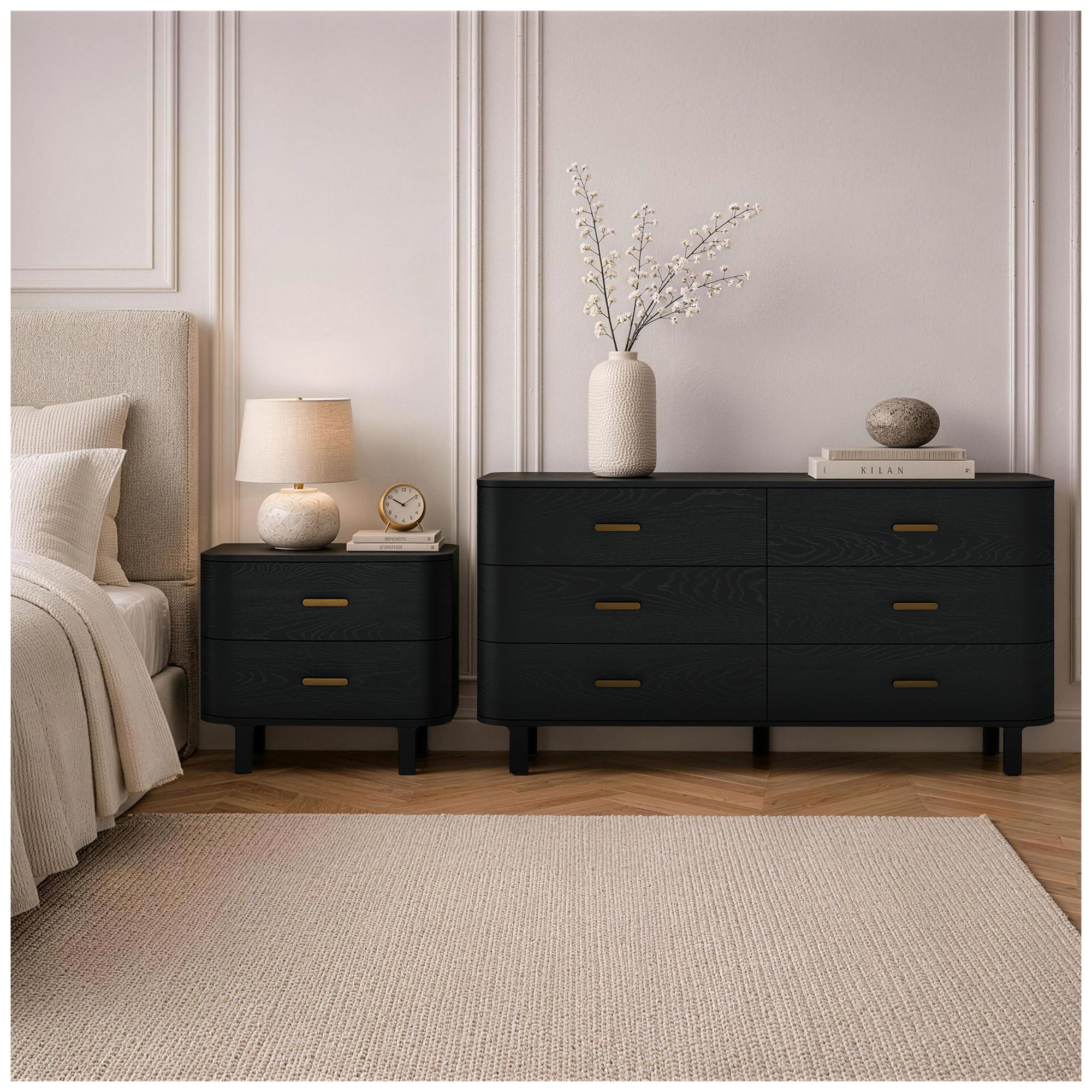 Image 4 Solara Contemporary 2-Piece Dresser and Nightstand in Black more views