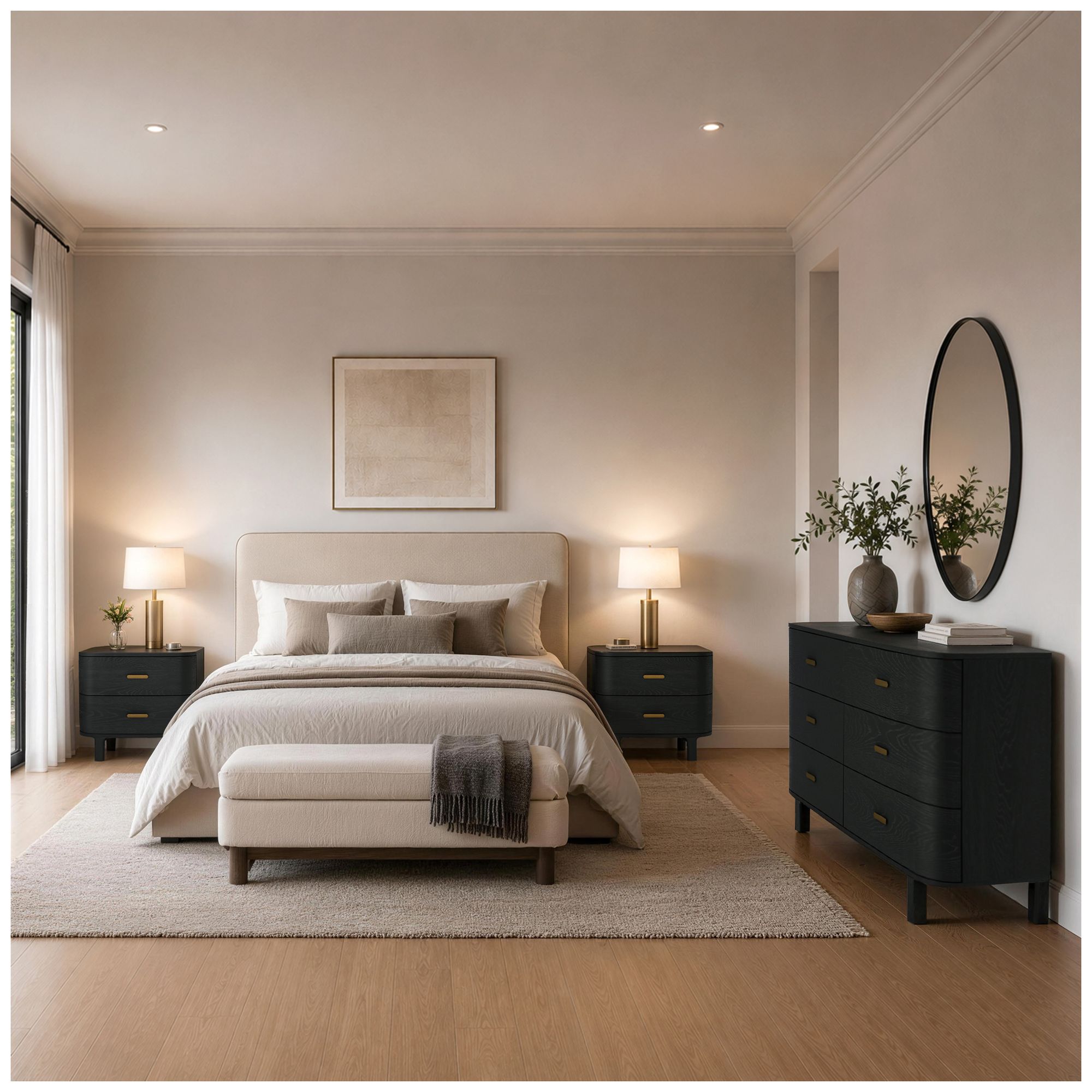Image 4 Solara Contemporary 3-Piece Dresser and Nightstand in Black more views