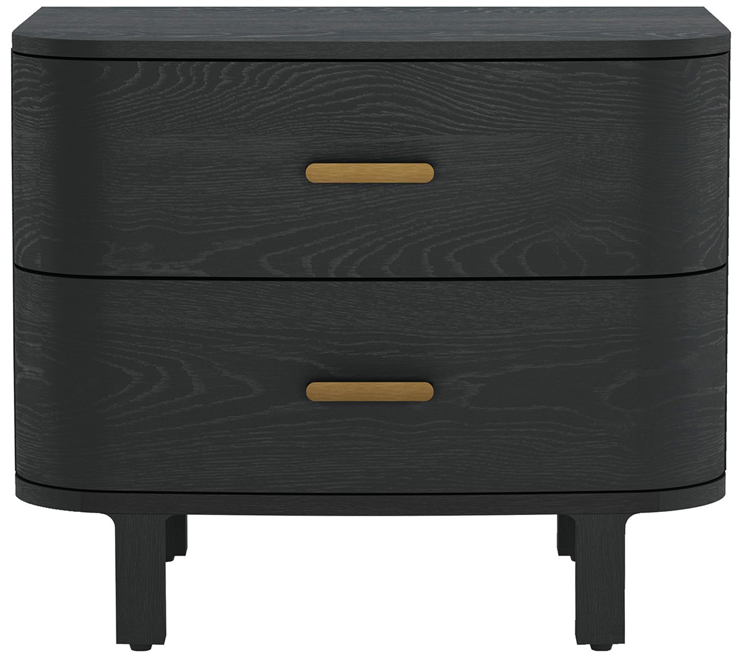 Image 3 Solara Contemporary 30" Solid Wood Nightstand in Black (2-Drawer) more views