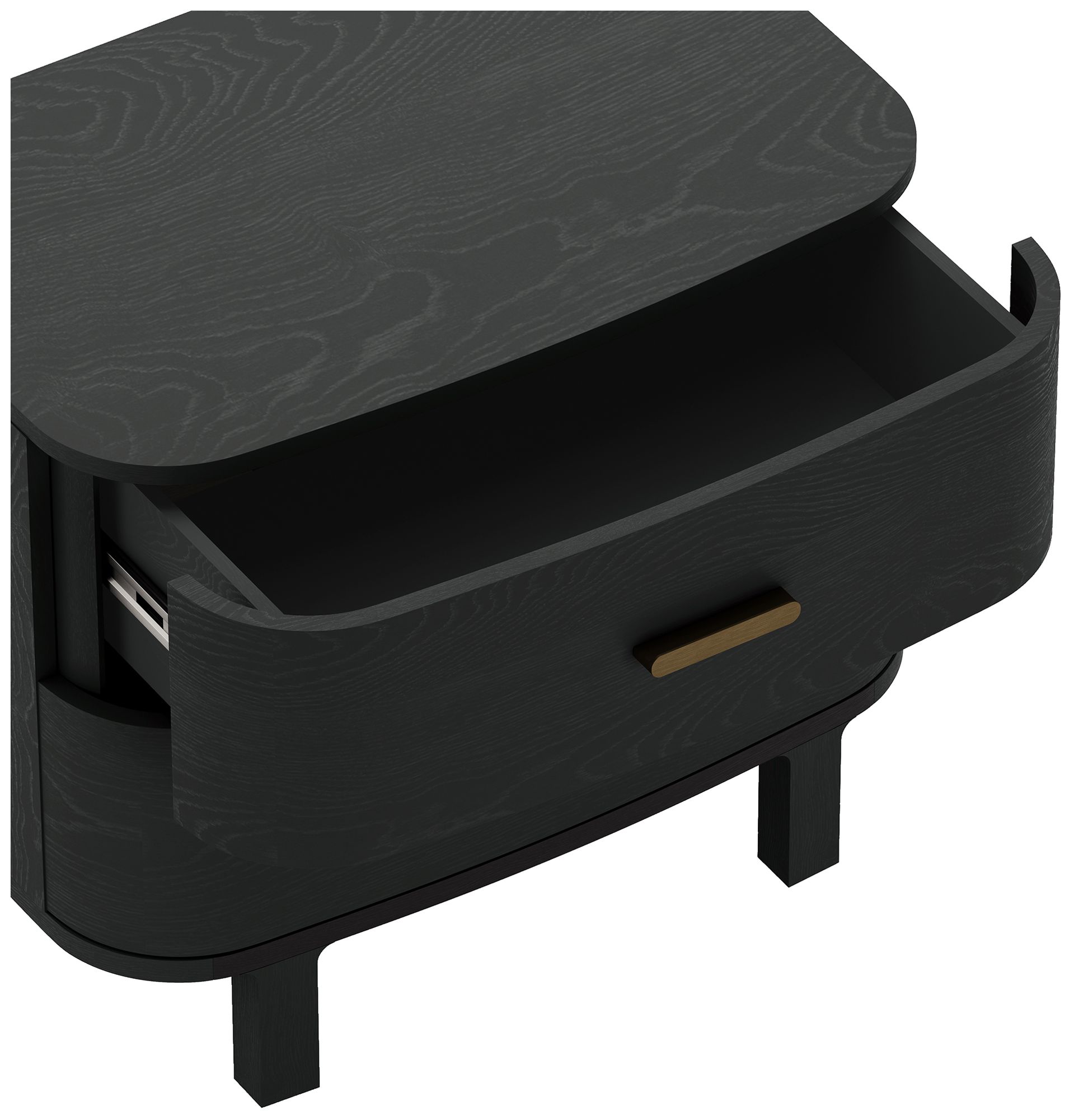 Image 7 Solara Contemporary 30" Solid Wood Nightstand in Black (2-Drawer) more views