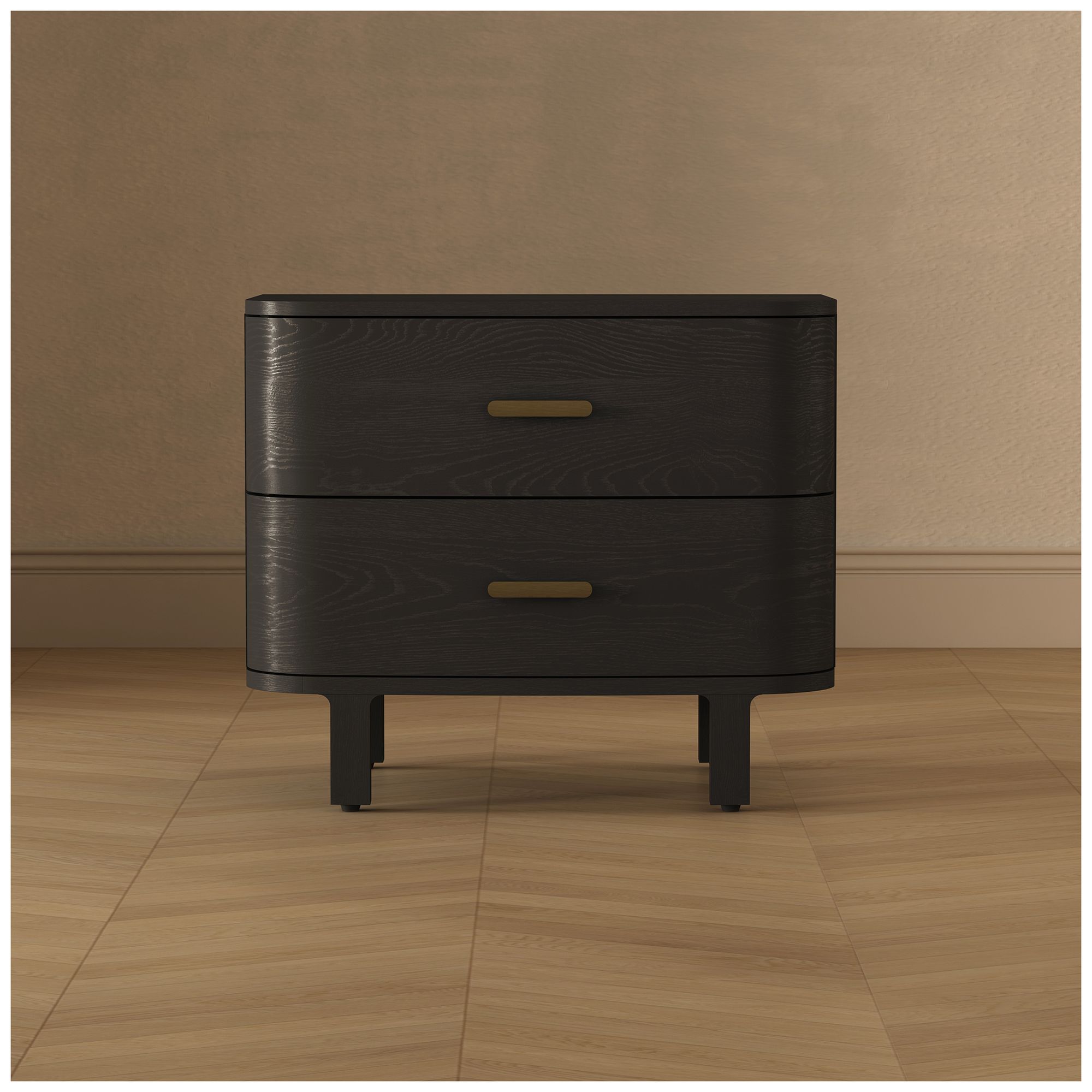 Solara Contemporary 30" Solid Wood Nightstand in Black (2-Drawer)