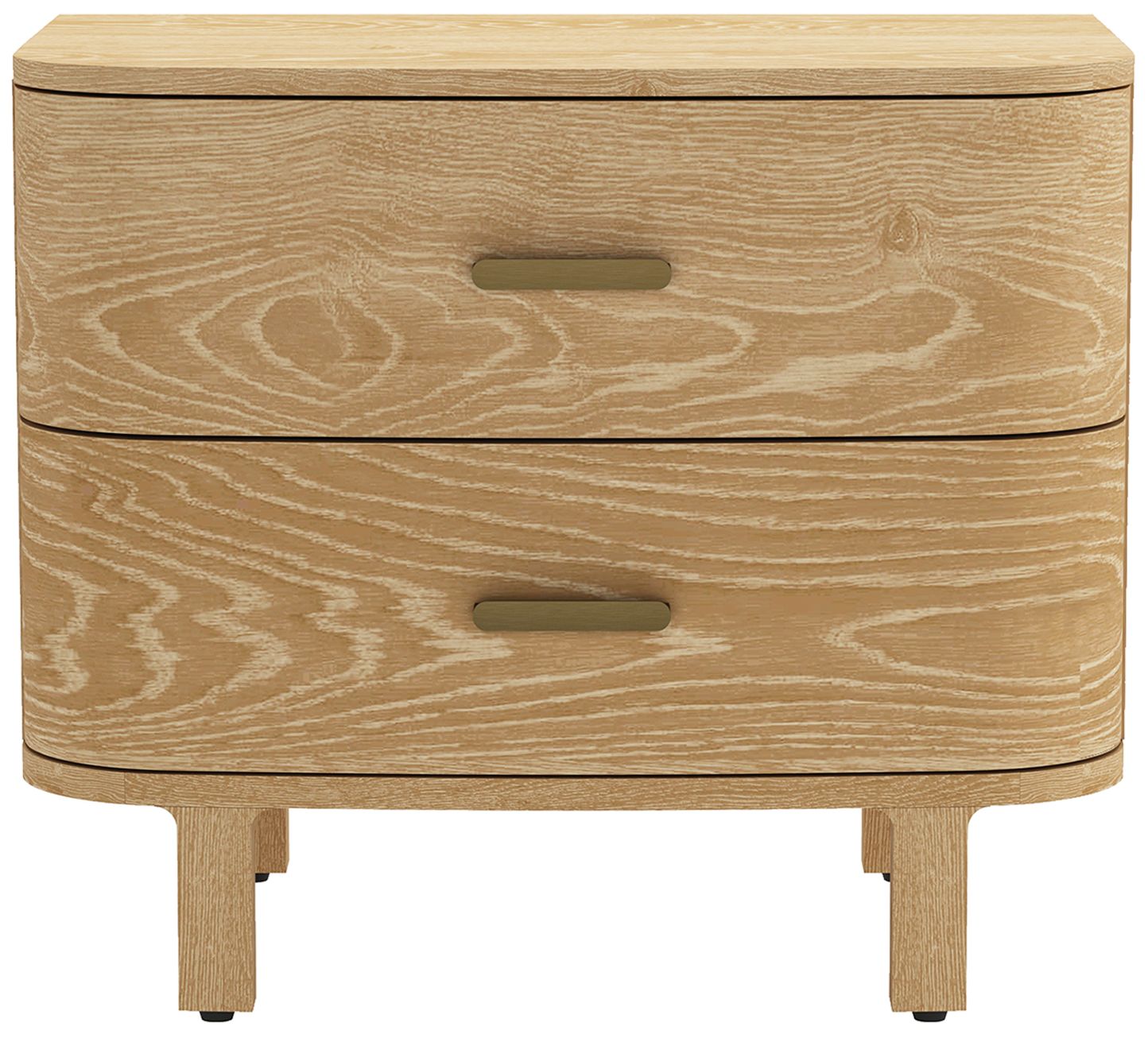 Image 2 Solara Contemporary 30" Solid Wood Nightstand in Natural Oak (2-Drawer)