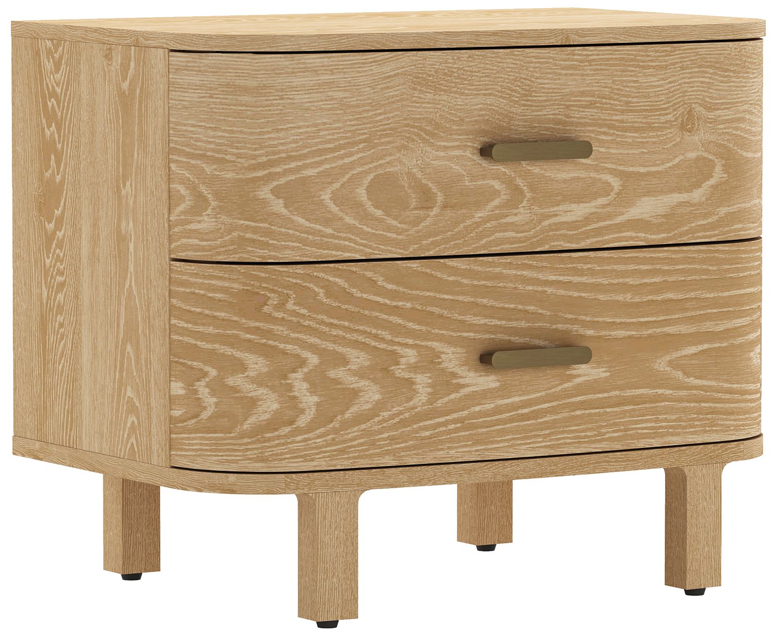 Solara Contemporary 30" Solid Wood Nightstand in Natural Oak (2-Drawer)