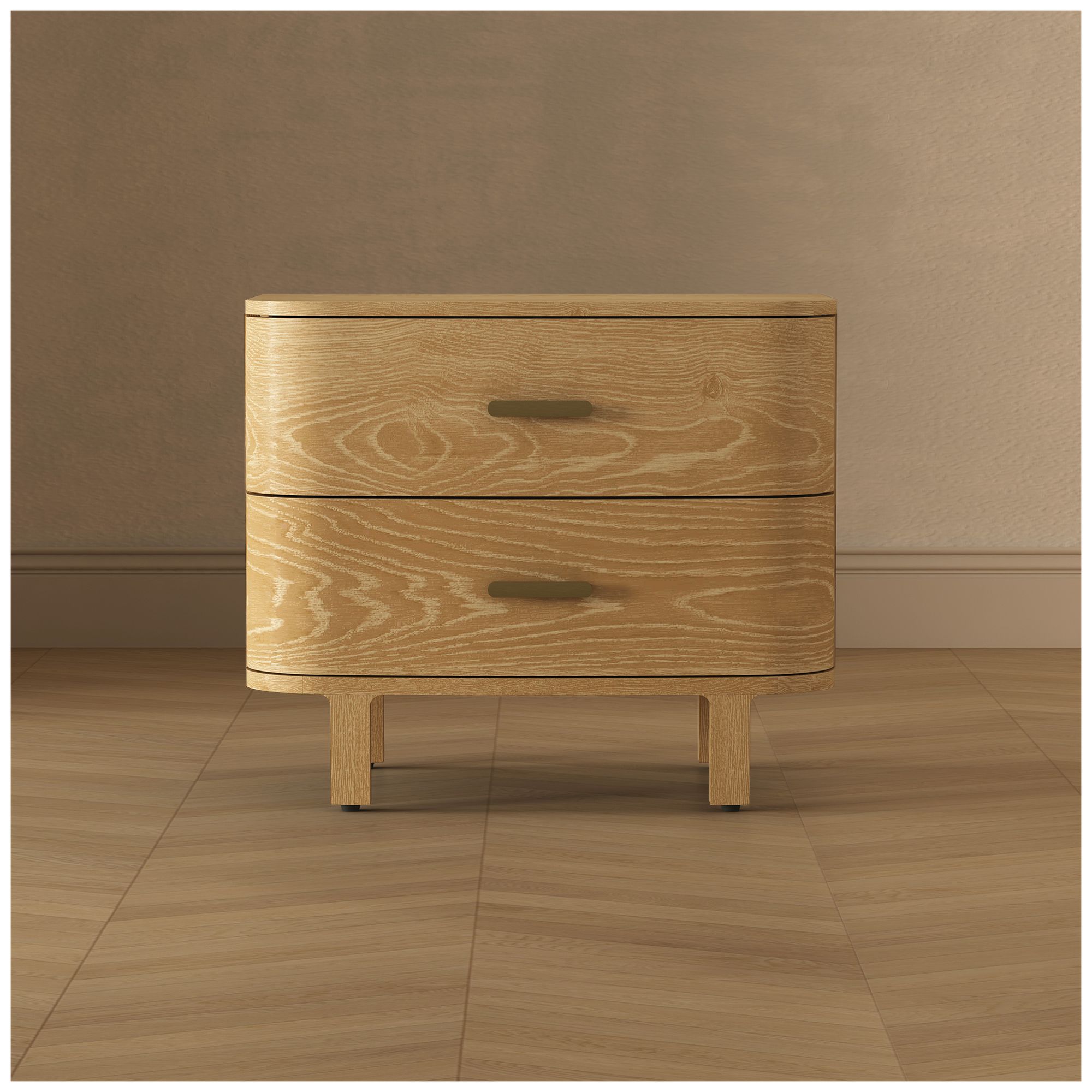 Solara Contemporary 30" Solid Wood Nightstand in Natural Oak (2-Drawer)