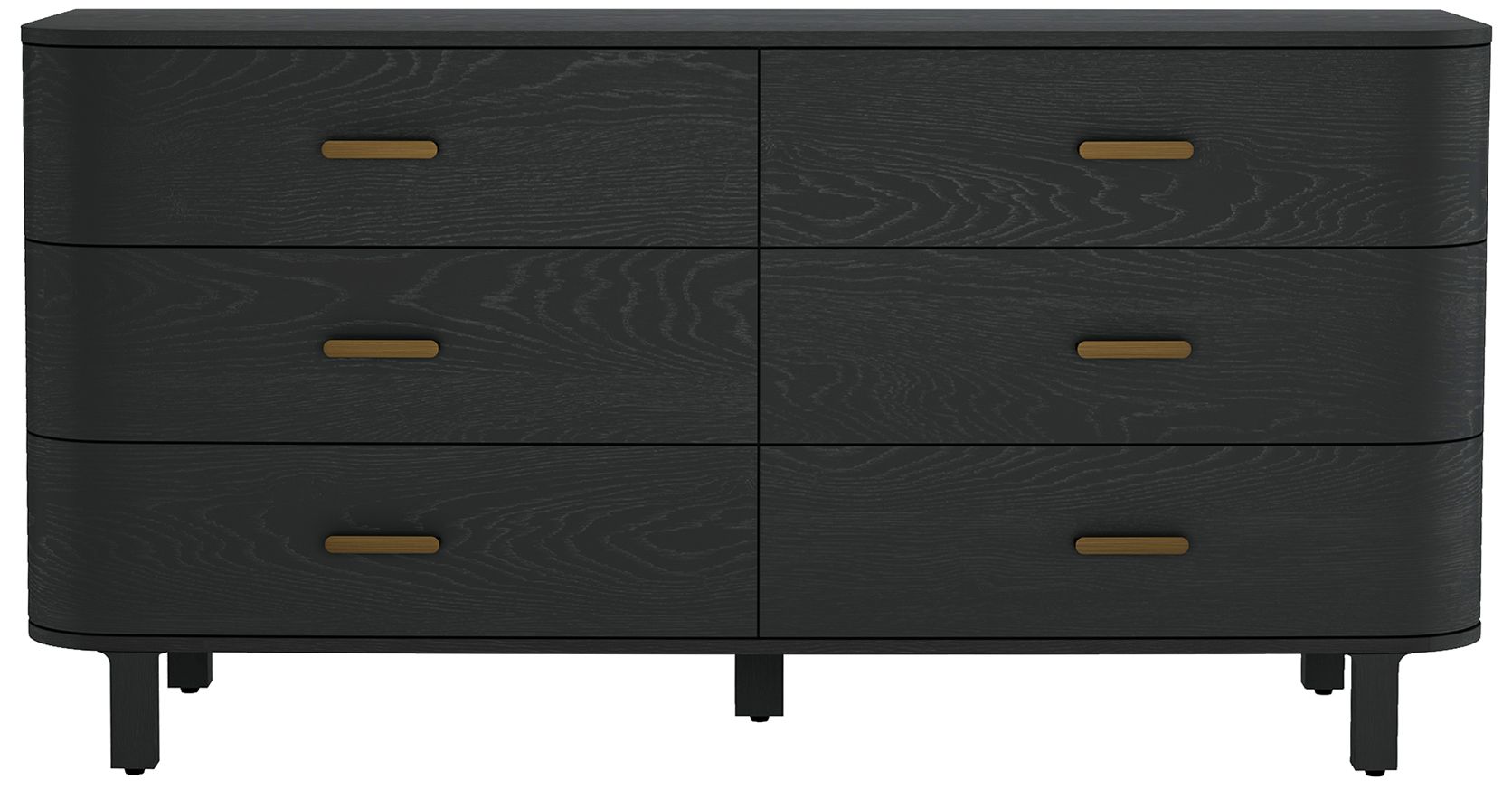 Image 3 Solara Contemporary 68" Solid Wood Dresser in Black (6-Drawer) more views