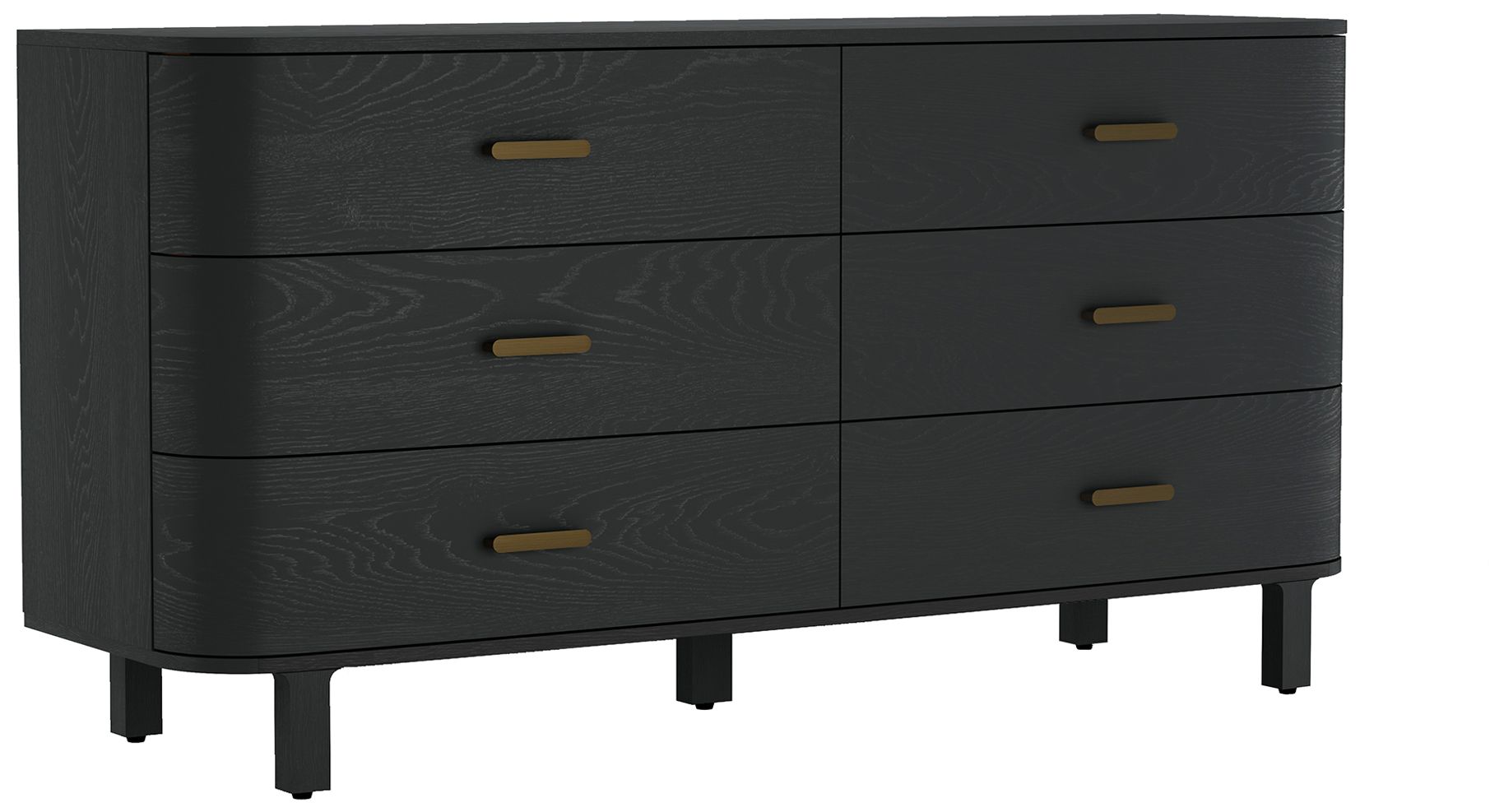 Image 7 Solara Contemporary 68" Solid Wood Dresser in Black (6-Drawer) more views