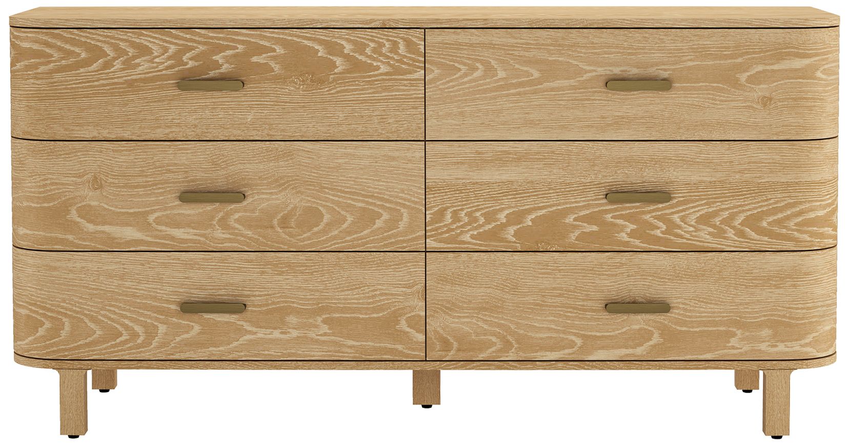 Image 3 Solara Contemporary 68" Solid Wood Dresser in Natural Oak (6-Drawer) more views