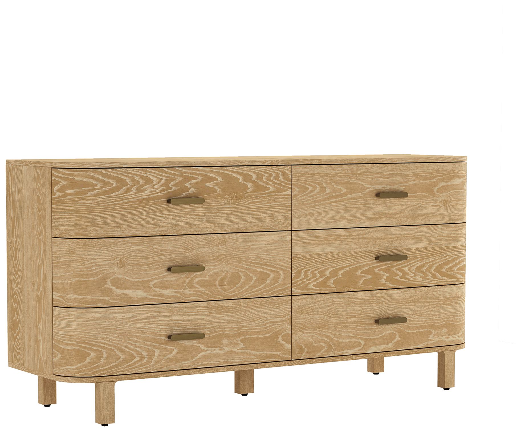 Image 7 Solara Contemporary 68" Solid Wood Dresser in Natural Oak (6-Drawer) more views