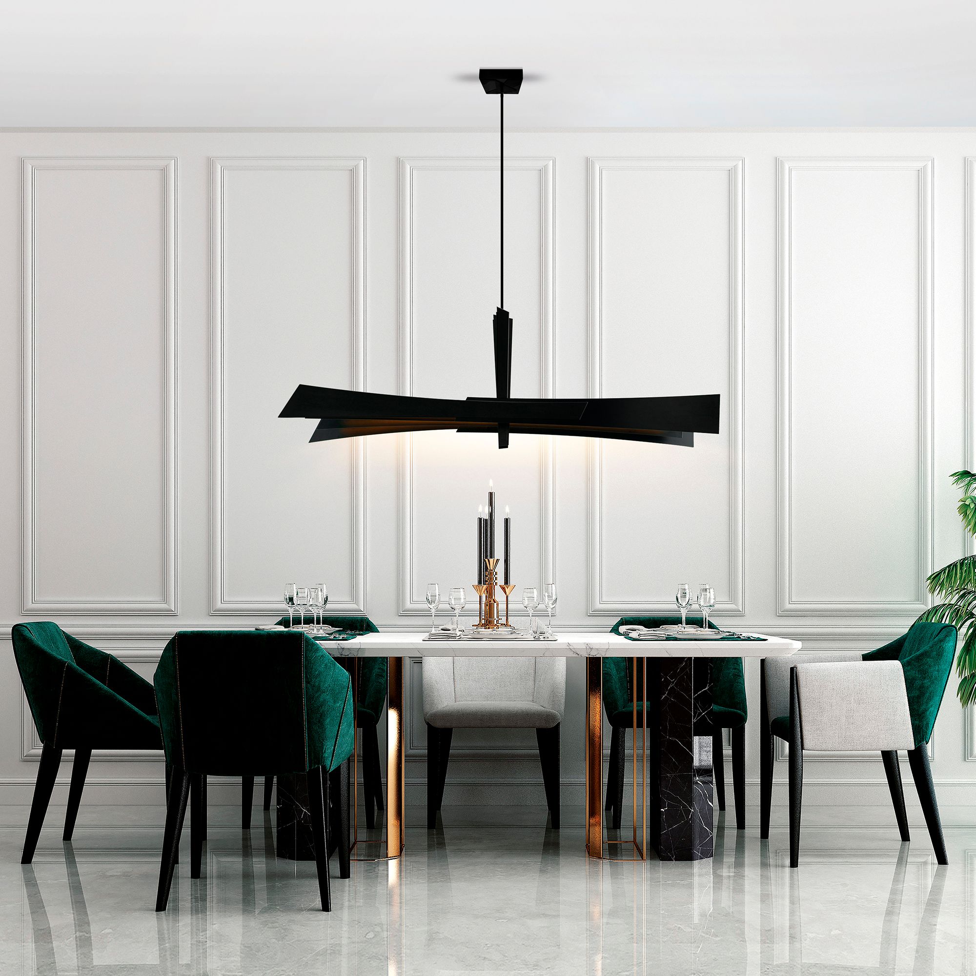 Solara Integrated LED 72in Black Chandelier