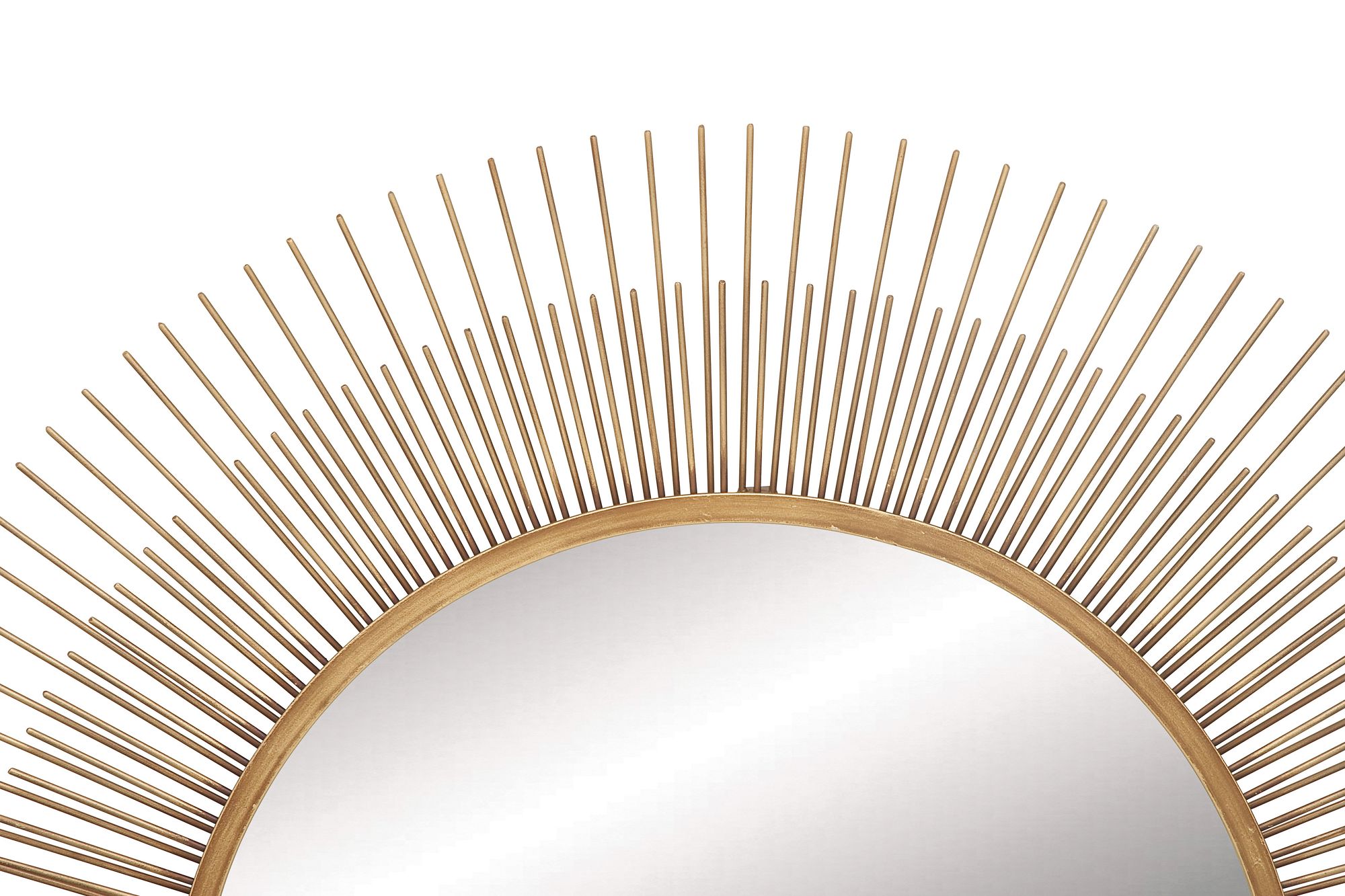 Image 3 Solara Matte Gold Metal 36" Round Sunburnt Wall Mirror more views