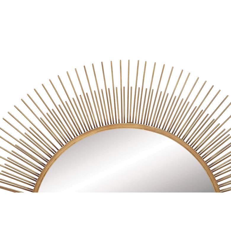 Image 3 Solara Matte Gold Metal 36" Round Sunburnt Wall Mirror more views