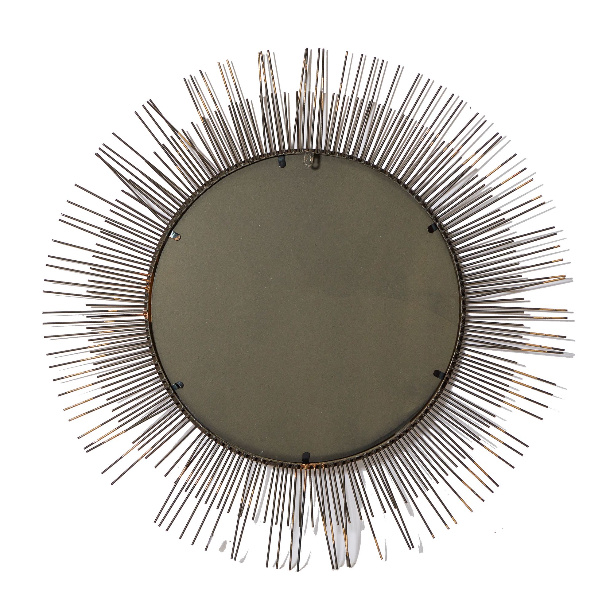 Image 5 Solara Matte Gold Metal 36" Round Sunburnt Wall Mirror more views