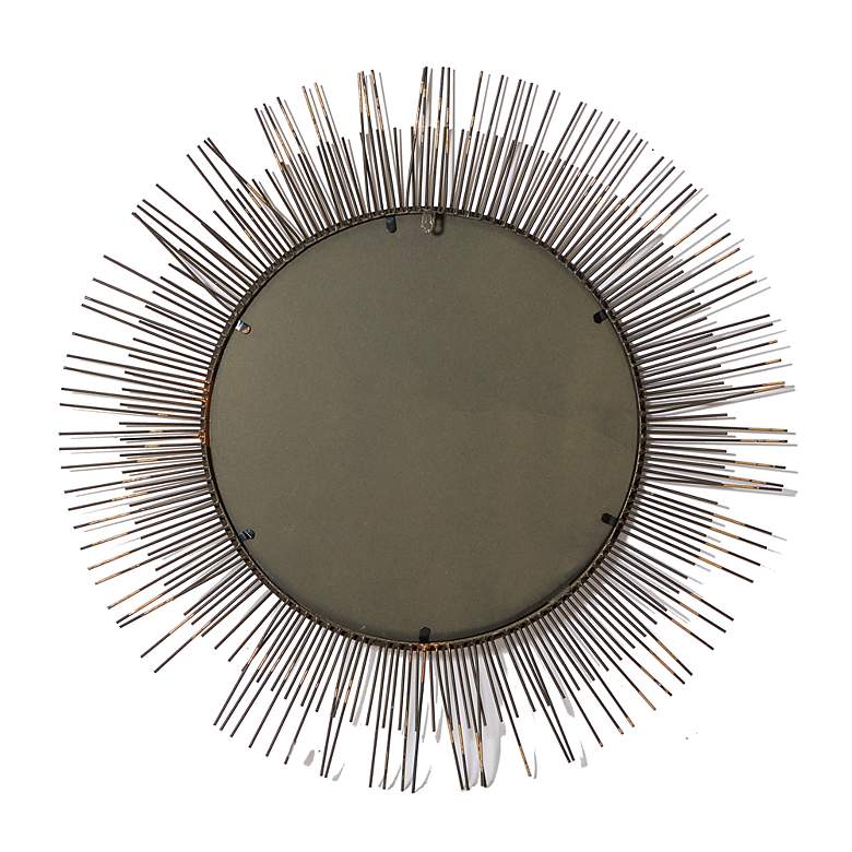 Image 5 Solara Matte Gold Metal 36 inch Round Sunburnt Wall Mirror more views
