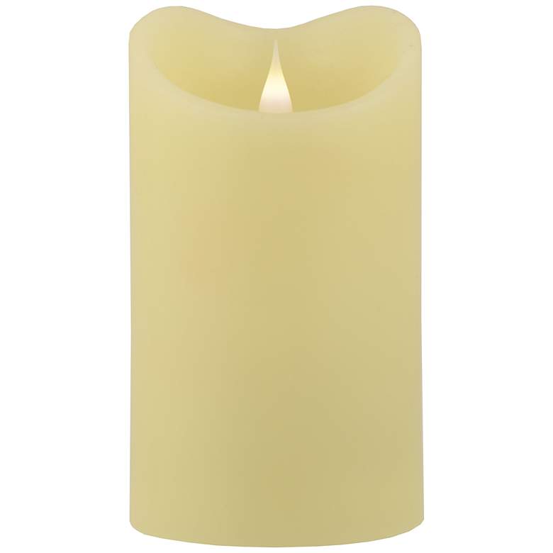 Image 1 Solare 6 1/2" Ivory Melted Wax 3-D Virtual Flame LED Candle