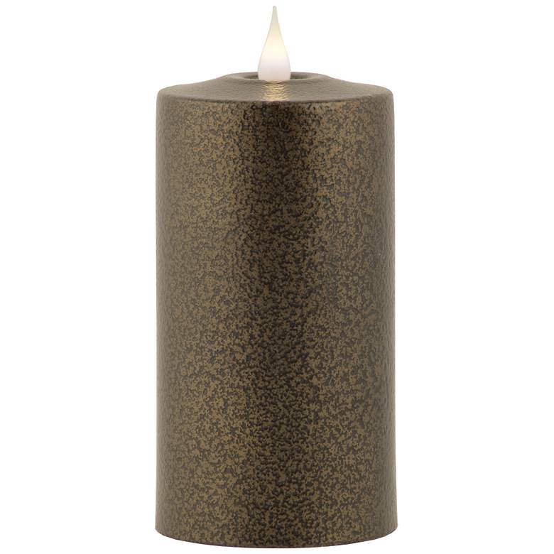 Image 1 Solare 6 inch Espresso Metal 3-D Virtual Flame LED Candle
