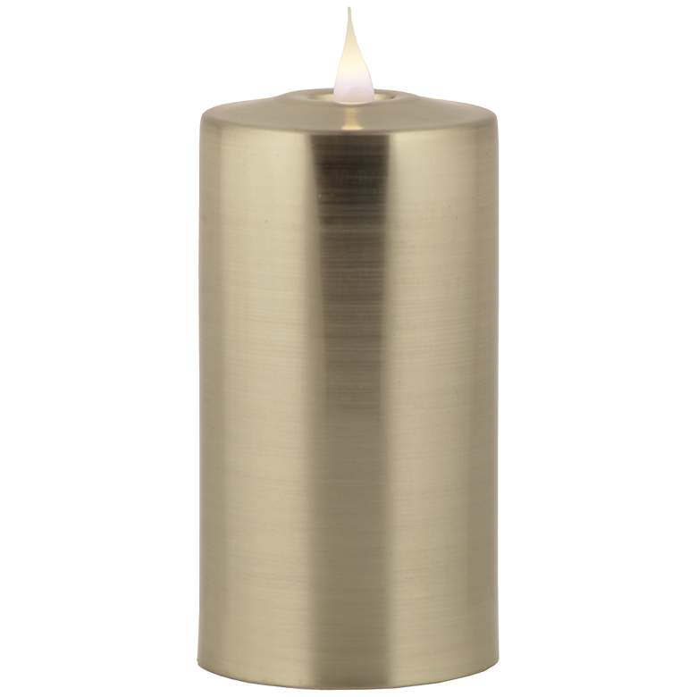 Image 1 Solare 6 inch Gun Metal 3-D Virtual Flame LED Candle